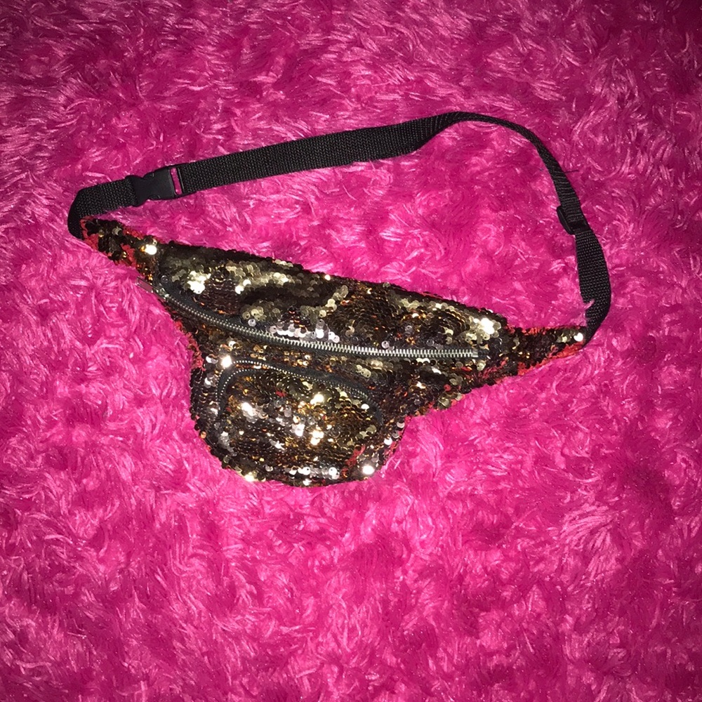 Sequin black and gold stylish fanny pack